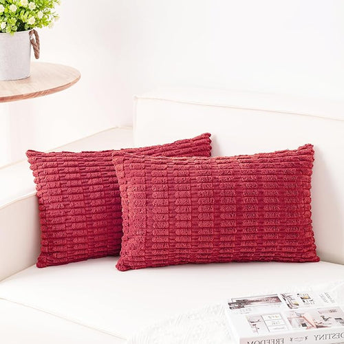Aegero Pack of 2 Corduroy Decorative Throw Pillow Covers 12x24 Inch Soft by Unknown