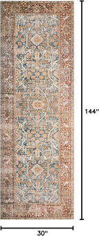 Loloi Layla Collection LAY-04 Ocean/Rust 2'-6" x 12'-0" .13" Thick Runner Rug - Image 2