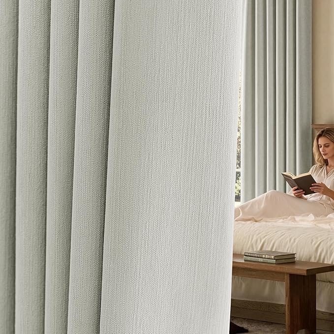 jinchan Chenille Blackout Curtains 84 Inches Long Light Grey Thermal Insulated by JINCHAN