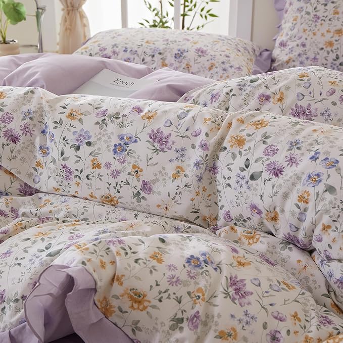 mixinni Floral Duvet Cover Set Twin XL Size, 100% Cotton 3-Piece Bedding Set - Image 7