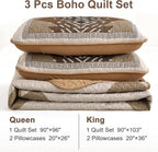 Dintszyayue Bohemian Quilt Set King Size, 3 Pieces Aztec Texture Bedding - Image 7