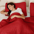 Exclusivo Mezcla California King Quilt Bedding Set, Lightweight Red Quilts Cal - Image 4