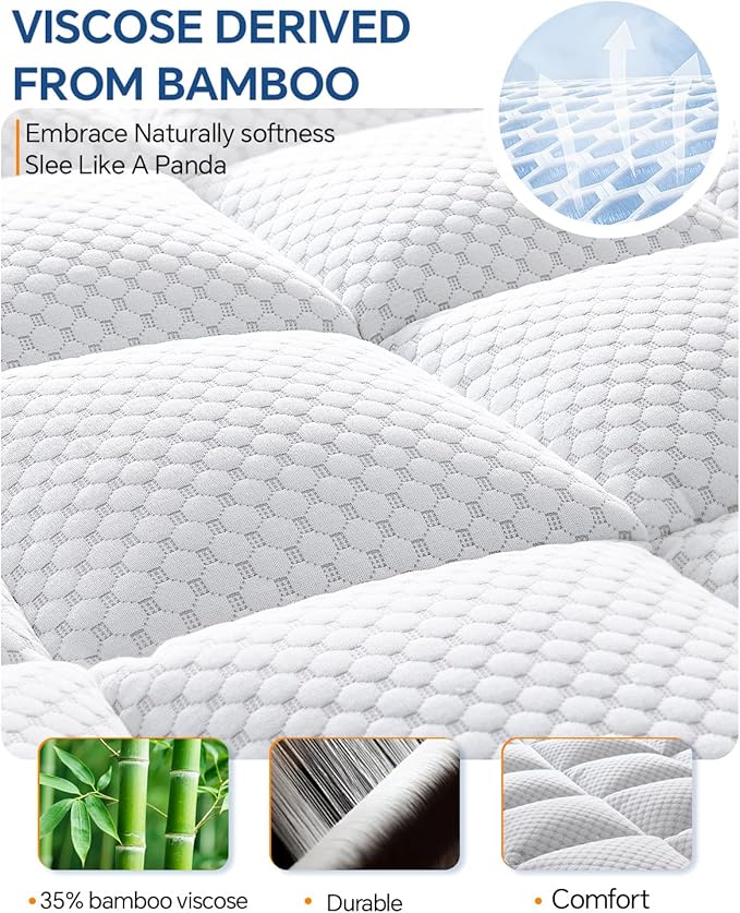 BEDELITE Full Mattress Topper Dual Layer 4 Inch Memory Foam Mattress Topper - Image 2