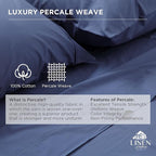 Linen Home 100% Long-Staple Cotton Percale Fitted Sheet Full Size Only - Image 2