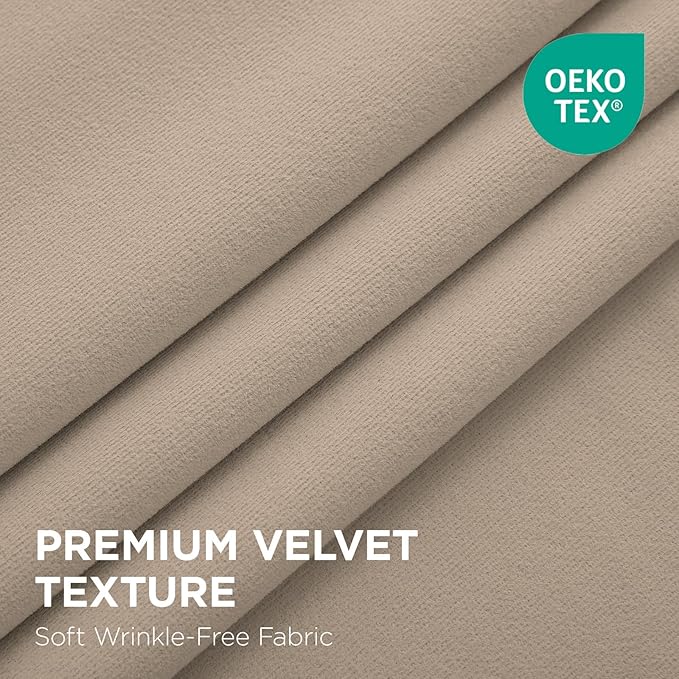 Joydeco Beige 100% Blackout Curtains 120 Inch 2 Panels, Luxury Thermal Beige - Image 2