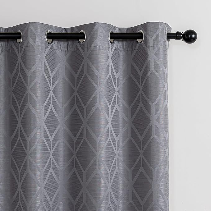 Amazon Basics Jacquard 2-Piece 100% Blackout Curtains, Living Room and Bedroom - Image 4