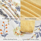 LEMIROE Yellow Floral Cotton Comforter King Size - Image 5