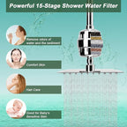 HarJue Filter Shower Head, High Pressure 8 Inch Rainfull - Image 3