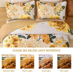 WONGS BEDDING Yellow Floral Quilt Set King, 3 Pieces Reversible Lightweight - Image 8