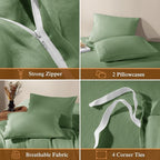 LBRO2M 100% France Linen Duvet Cover Set Cal King Size 3 Pcs Natural Flax - Image 5