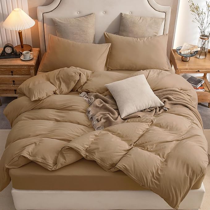 PURE ERA Jersey Knit Duvet Cover Set 100% T-Shirt Cotton Super Soft Comfy 3pc - Image 5