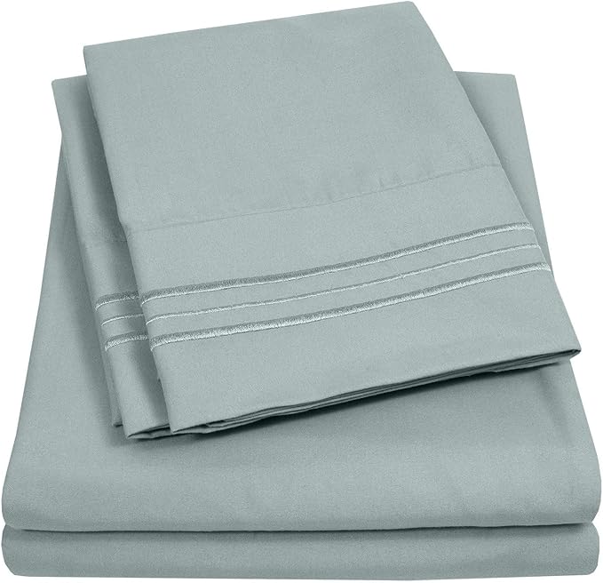 Twin Size Sheet Set with Built-in Sheet Straps by SweetHomeCollection