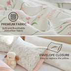 BOLINLIVING Pink Floral Duvet Cover Twin Size, Kids Girls Botanical Leaf Spring - Image 7