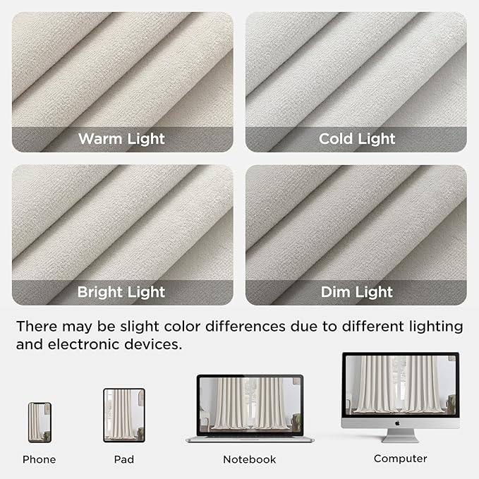 Joydeco White 100% Blackout Curtains 120 Inch 2 Panels, Luxury Thermal White - Image 7