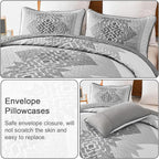 Boho Quilt Set King Size 3 Pieces Grey Aztec King Quilt Set Bohemian Bedspread - Image 5