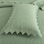 Brandream Premium Sage Green Cotton Quilt Set Queen Size Floral Vine Stitching - Image 6