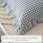 2 Pack Blue White Plaid Ruffle Throw Pillow Covers Farmhouse Checkered Chic - Image 4