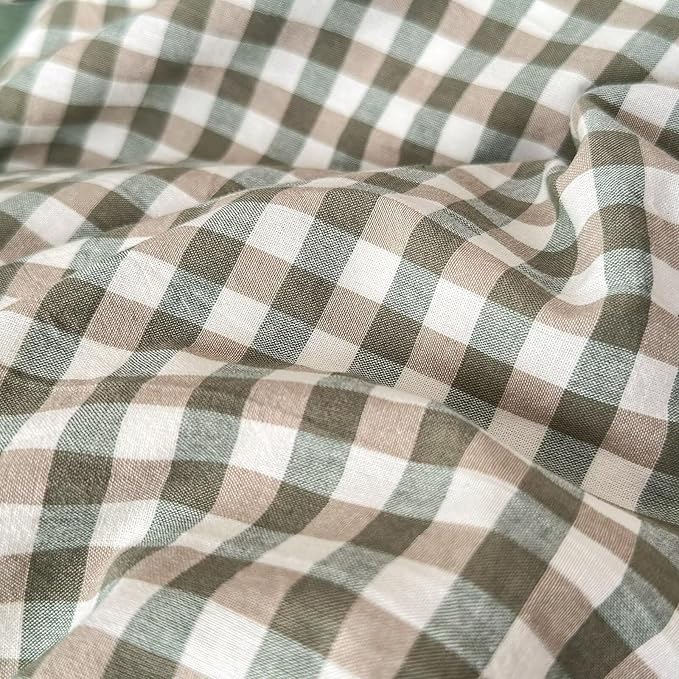 MKXI Sage Green Gingham Duvet Cover Queen, 3-Piece Ruffled Bedding Set - Image 6