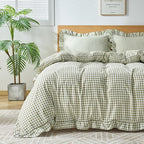 Gingham Duvet Cover Full Size, 3 Pieces Soft Breathable Microfiber Plaid by Kisswish