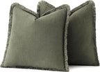 MIULEE Decorative Throw Pillow Covers Neutral Linen Fringe Throw Pillows Set of - Image 6