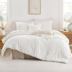Andency White California King Comforter Set, Boho Cal King Soft Warm Tufted - Image 2