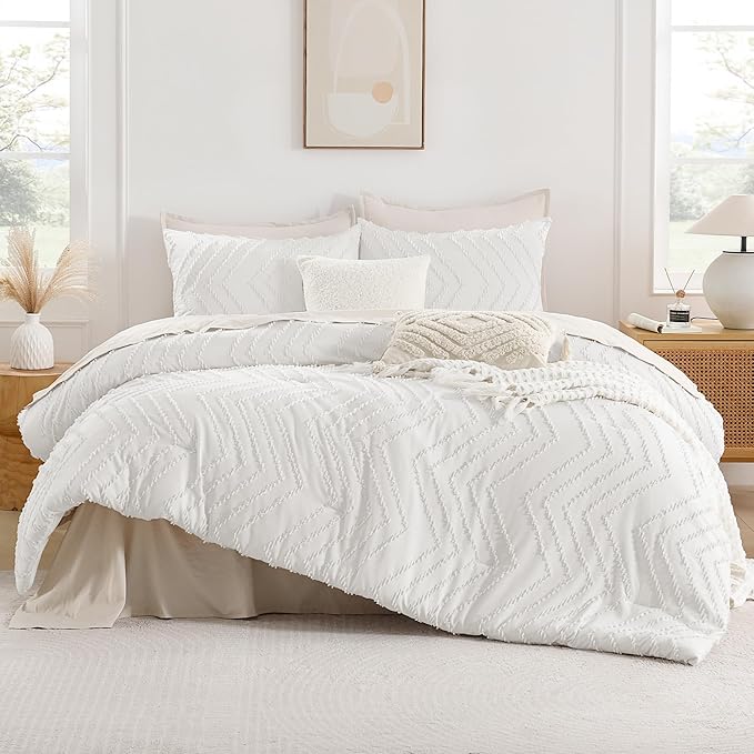Andency White Twin/Twin XL Comforter Set, Twin Bed Comforter - Image 2