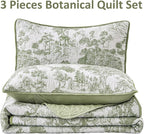 WONGS BEDDING Botanical Quilt Set California King Size, Sage Green 3 Pieces - Image 7