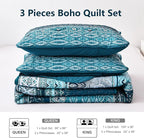 WONGS BEDDING Boho King Quilt Set, Lightweight Microfiber Bed Decor Bedspread - Image 7