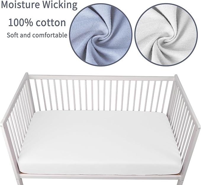 GUNTAIL Crib Sheets for Boys Girls, 100% Cotton Fitted Crib Sheet 2 Pack for - Image 3