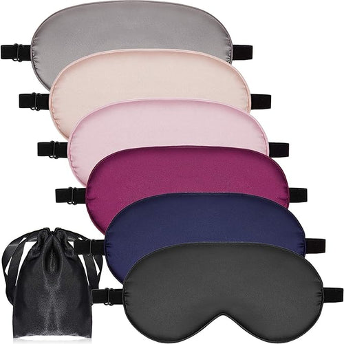 6 Pieces Natural Silk Sleep Mask Soft Eye Mask Adjustable Strap Blindfold by Geyoga