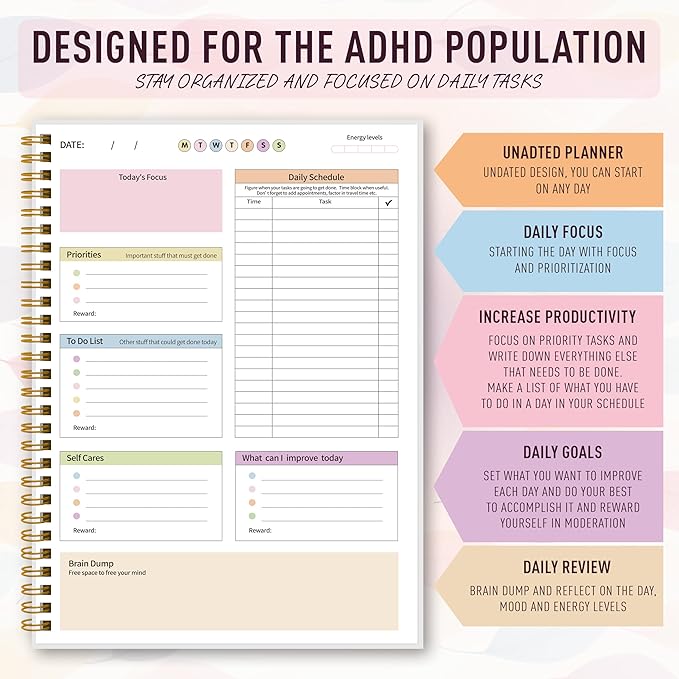 ADHD Planner for Women，Daily Productivity Planner - Image 3
