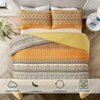 WONGS BEDDING Yellow Orange Bohemian King Quilt, Boho Quilt King Size, - Image 3