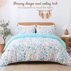 LONAVA King Botaincal 3 Pcs Duvet Cover Set, Breathable Soft Microfiber Sky - Image 2