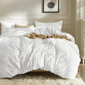 JELLYMONI Bright White Duvet Cover Full Size, Soft Breathable Seersucker Duvet by JELLYMONI