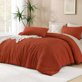 Andency Burnt Orange Oversized King Comforter 120"x98", 3 Pieces Terracotta by Andency