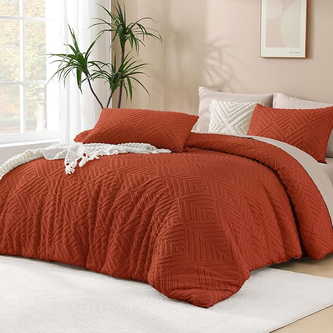 Andency Burnt Orange Queen Size Comforter, Terracotta Boho Fall Lightweight by Andency