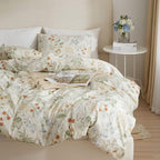 mixinni Floral Duvet Covers King Size Botanical Flower Leaf Printed on White - Image 3