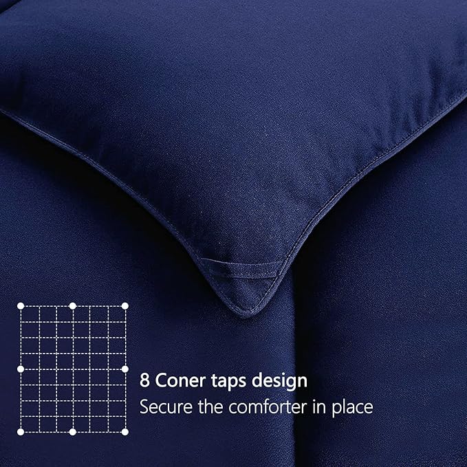 TEXARTIST Premium 2100 Series Queen Comforter All Season Breathable Navy Blue - Image 5