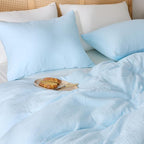 RRENEWROOTS Blue Twin Duvet Cover, 100% Sandwashed Cotton Soft Twin Size Duvet - Image 9