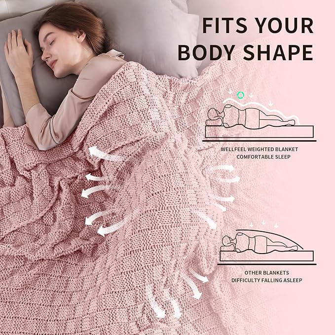 Knitted Weighted Blanket Adult, No Beads Heavy Blanket 50” x 60'' 5lbs - Image 3