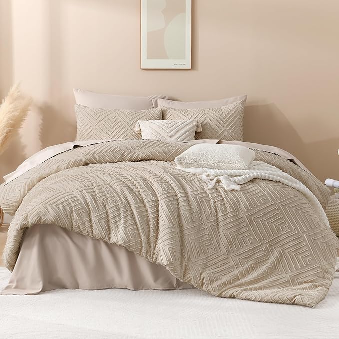 Andency Khaki Oversized King Comforter 120''x120'', 3 Pieces Khaki Super King - Image 2