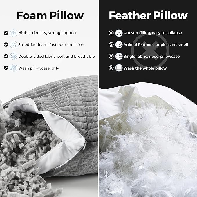 puredown King Size Pillows Set of 2, Shredded Memory Foam Pillows, Cooling - Image 3