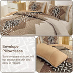 Dintszyayue Bohemian Quilt Set King Size, 3 Pieces Aztec Texture Bedding - Image 5
