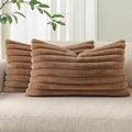 Pallene Faux Fur Plush Lumbar Throw Pillow Covers 12x20 Set of 2, Luxury Soft by PALLENE