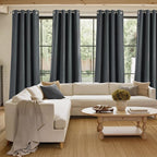 NICETOWN Faux Linen Charcoal Gray Blackout Curtains 84 inches Long - Image 4