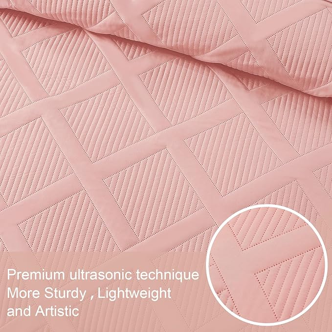 Exclusivo Mezcla Oversized King Quilt Set- Blush Pink Cal King Quilts Bedding - Image 5