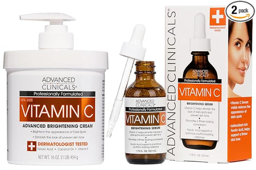 Advanced Clinicals Vitamin C Cream + Vitamin C Serum 2PC Skincare Set | by AdvancedClinicals