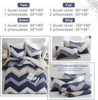 BOLINLIVING Wavy Striped Queen Duvet Cover Set, 3 Pieces Soft Breathable Single - Image 7