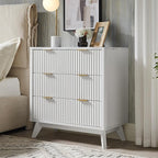 T4TREAM Fluted 3 Drawers Nightstand Set of 2, Oversized Extra Large Modern Side - Image 2