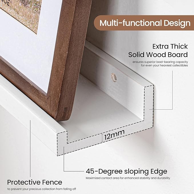 Picture Ledge Shelf, Floating Shelves Set of 2, 32 Inches Solid Wood Nursery - Image 4